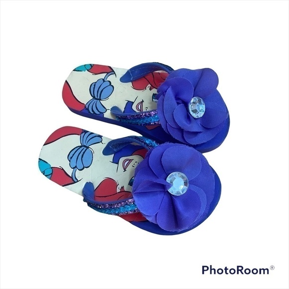 Disney Little Mermaid Ariel Sandals 9/10 Flower Toe Open Toe Shoes Girls - Picture 1 of 5